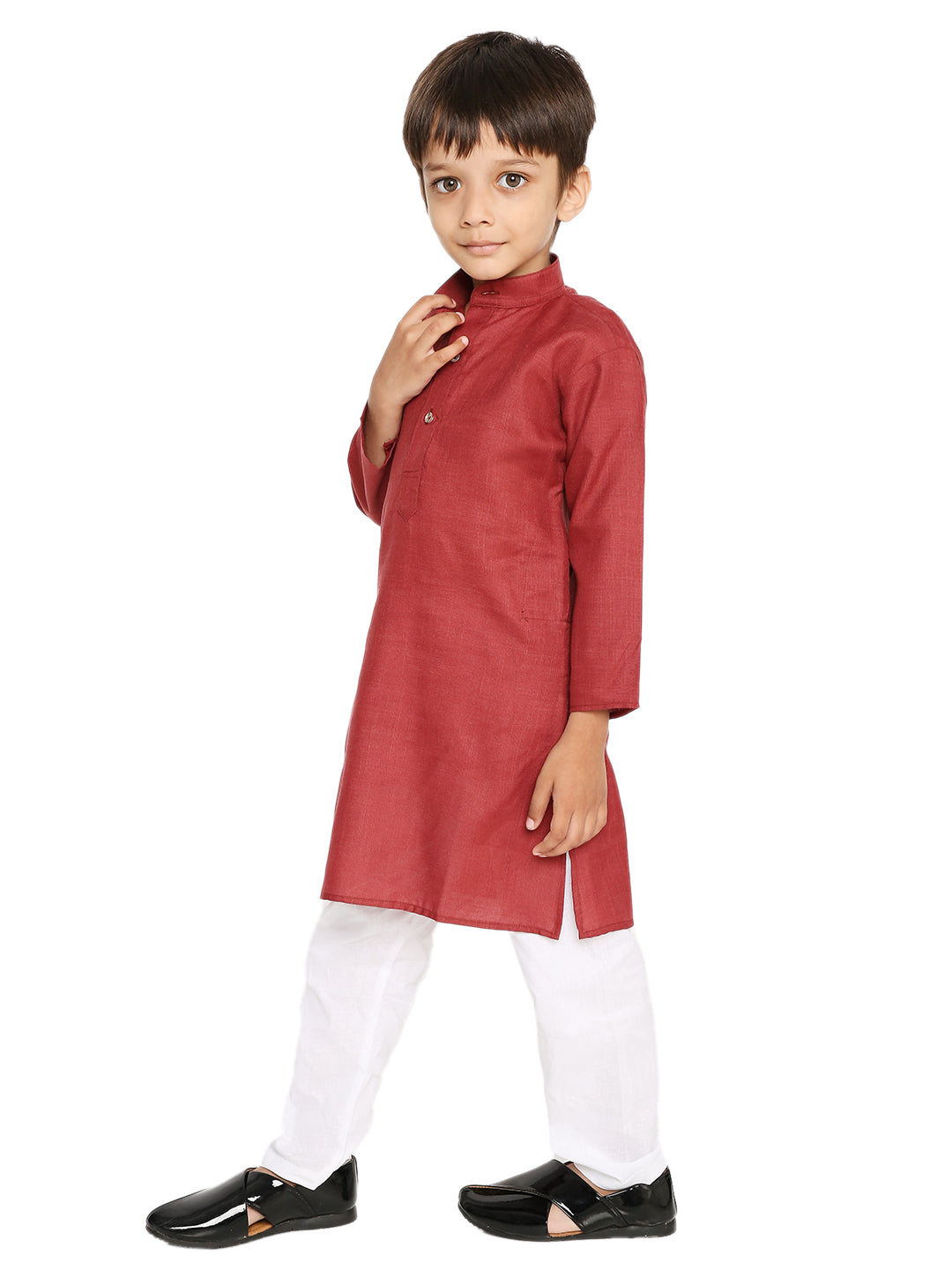Maroon Plain Kid's Kurta Set (2128)