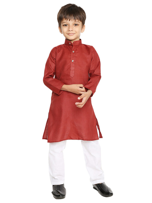 Dark Maroon Plain Kid's Kurta Set (2131)