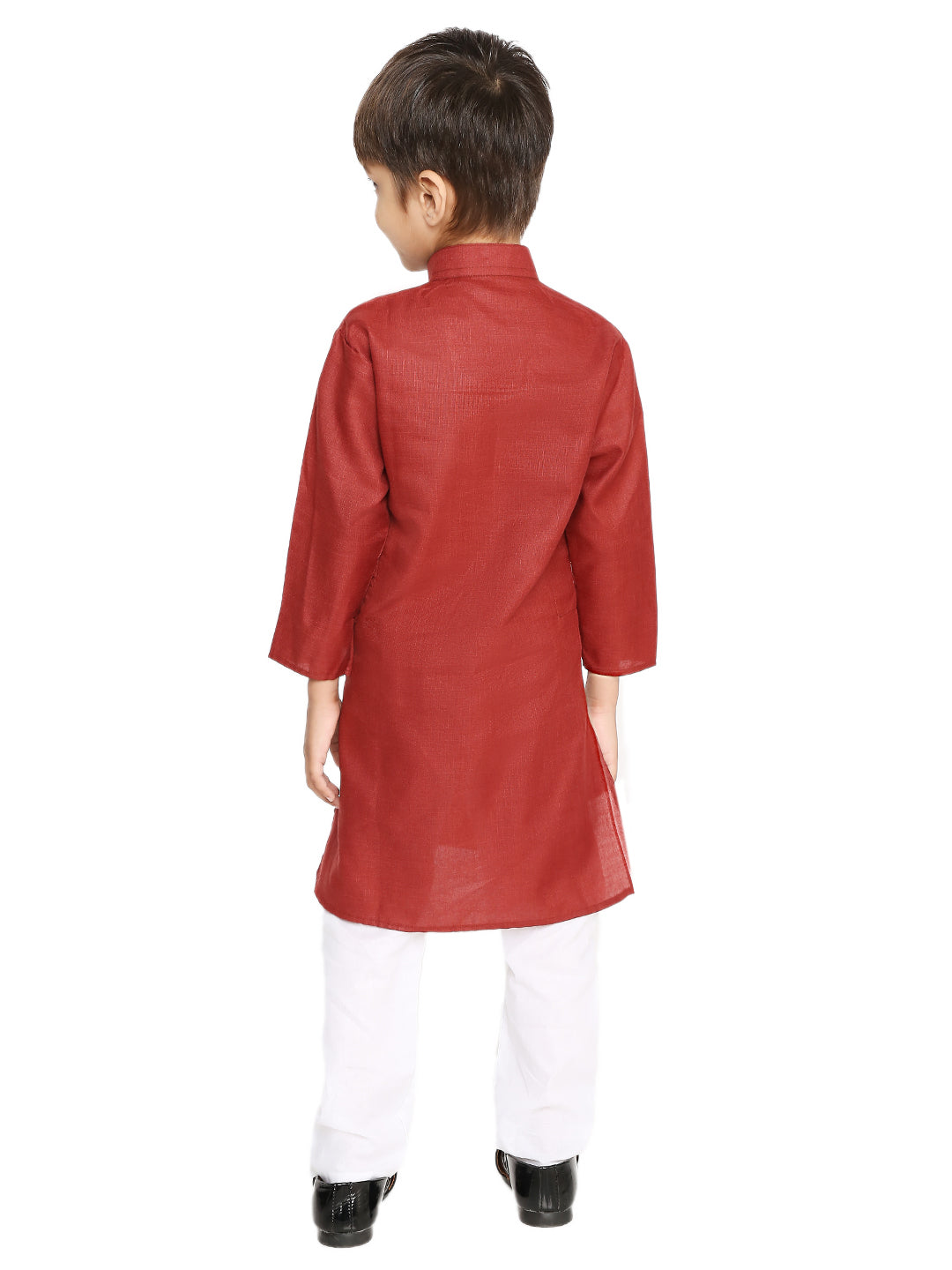 Dark Maroon Plain Kid's Kurta Set (2131)