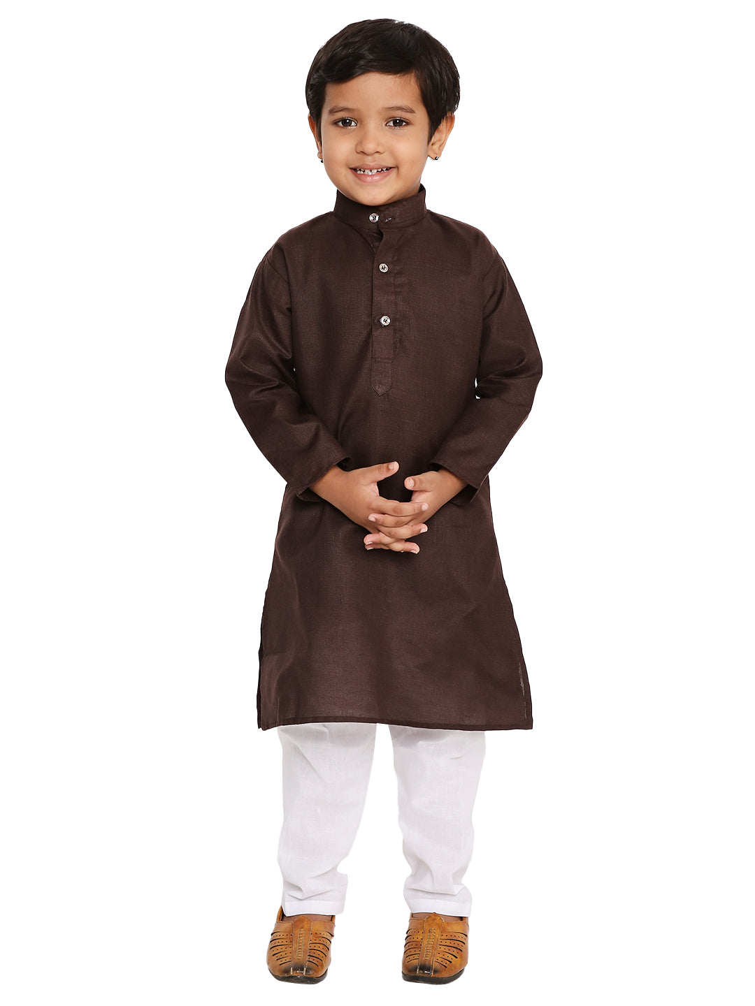 Coffee Plain Kid's Kurta Set (2132)