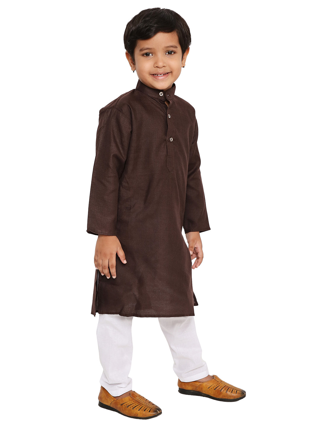 Coffee Plain Kid's Kurta Set (2132)