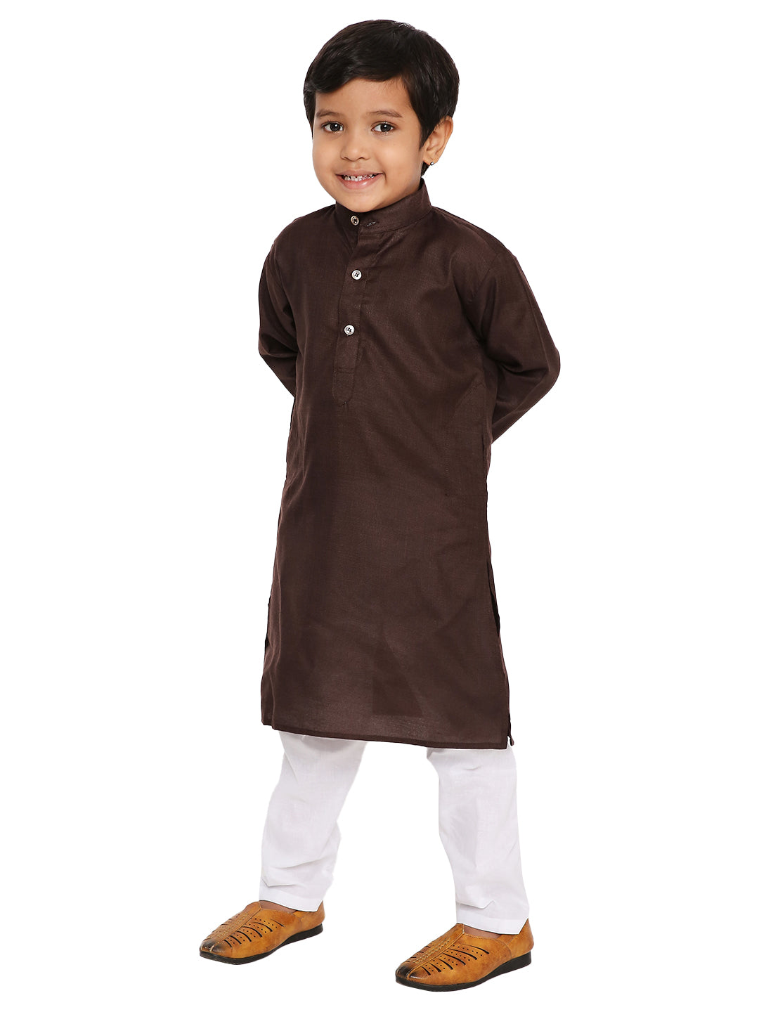 Coffee Plain Kid's Kurta Set (2132)