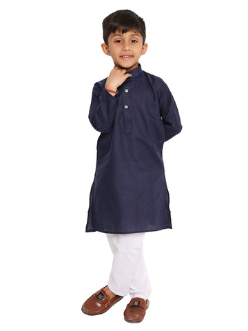 New Blue Plain Kid's Kurta Set (2135)