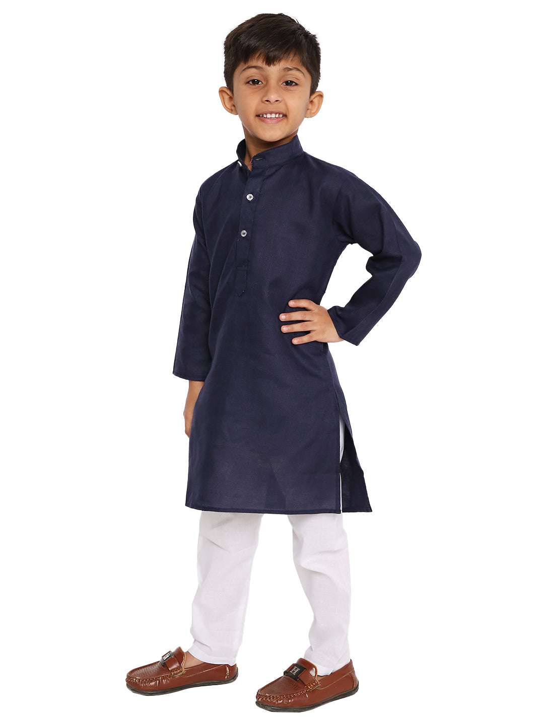 New Blue Plain Kid's Kurta Set (2135)