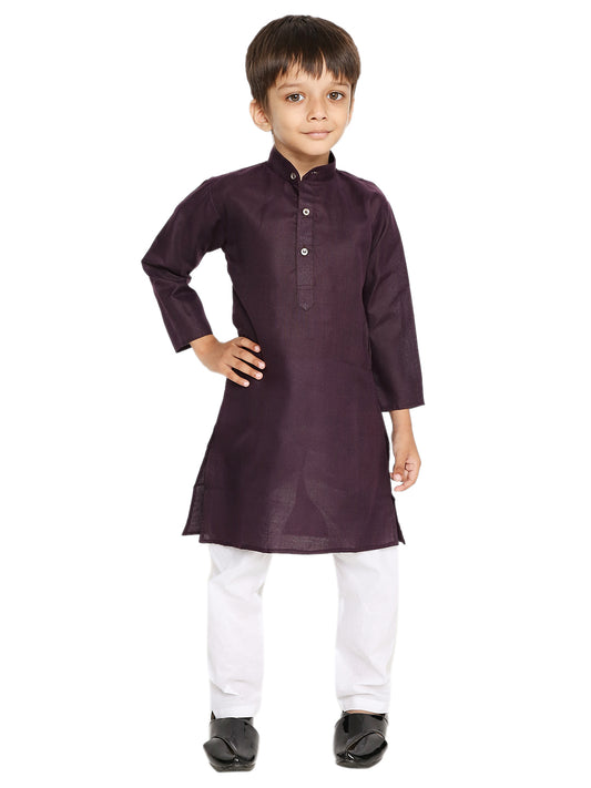 Wine Plain Kid's Kurta Set (2137)