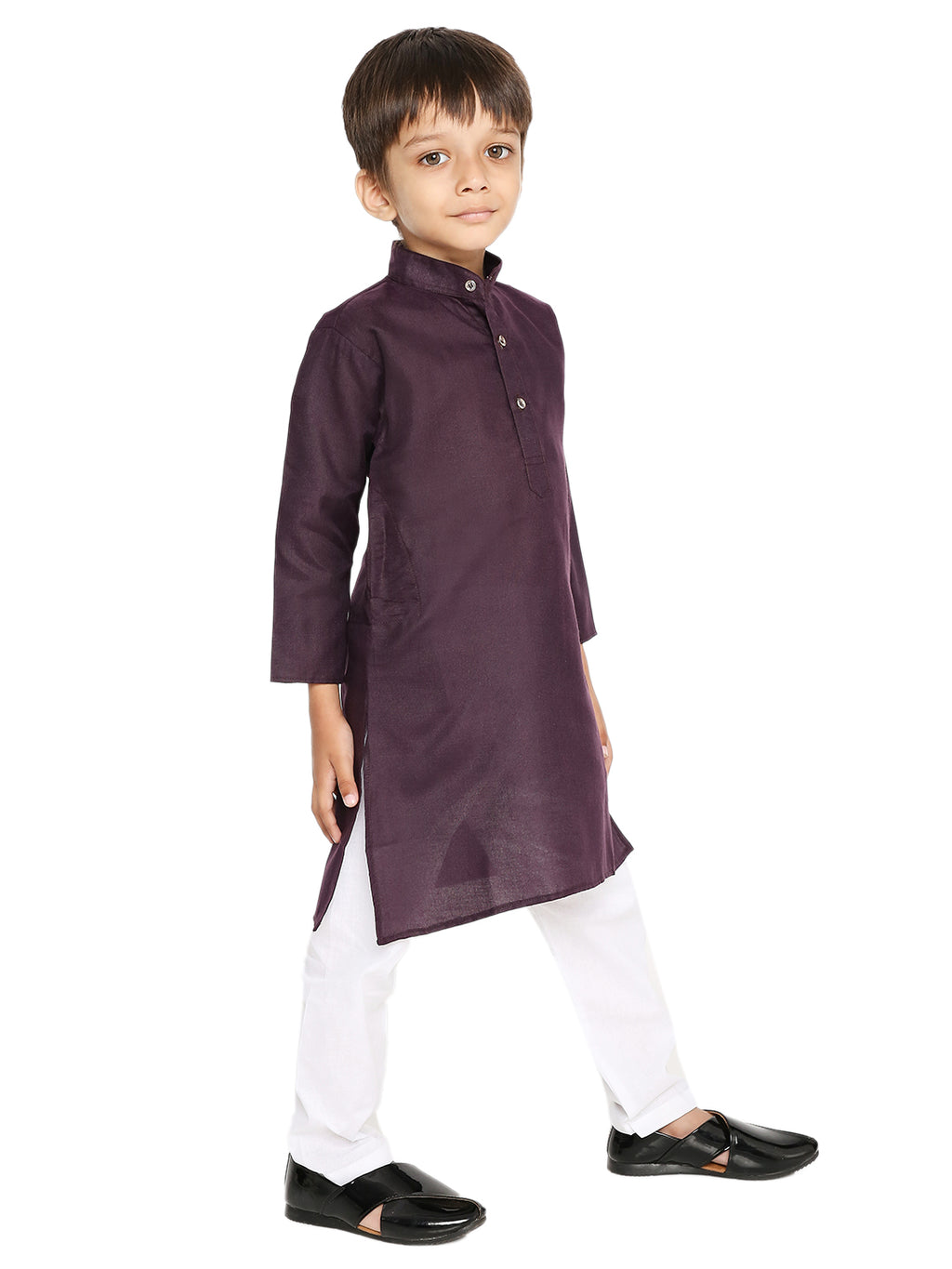 Wine Plain Kid's Kurta Set (2137)
