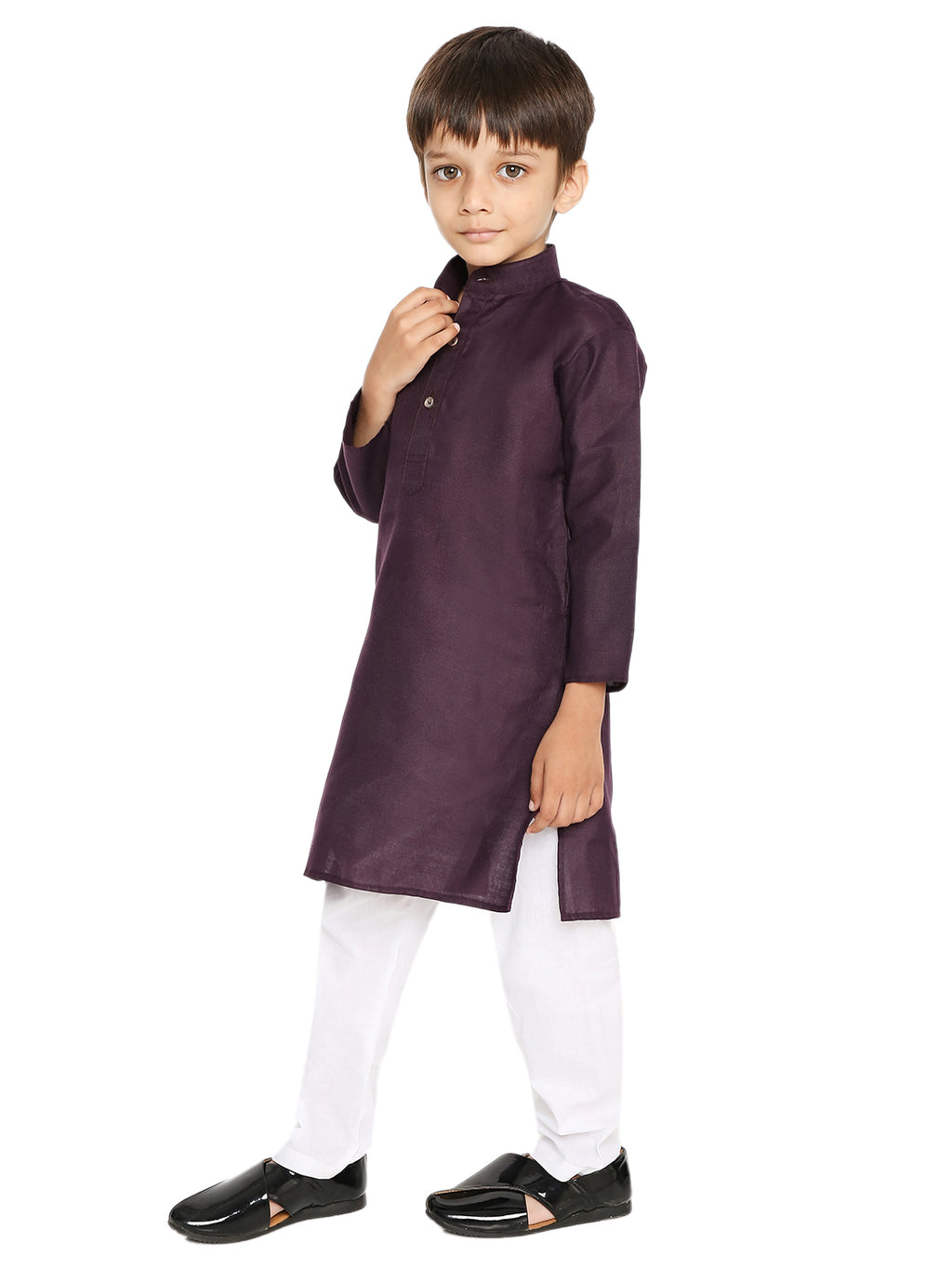 Wine Plain Kid's Kurta Set (2137)