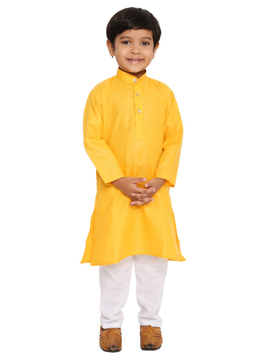 Golden Yellow Plain Kid's Kurta Set (2141)