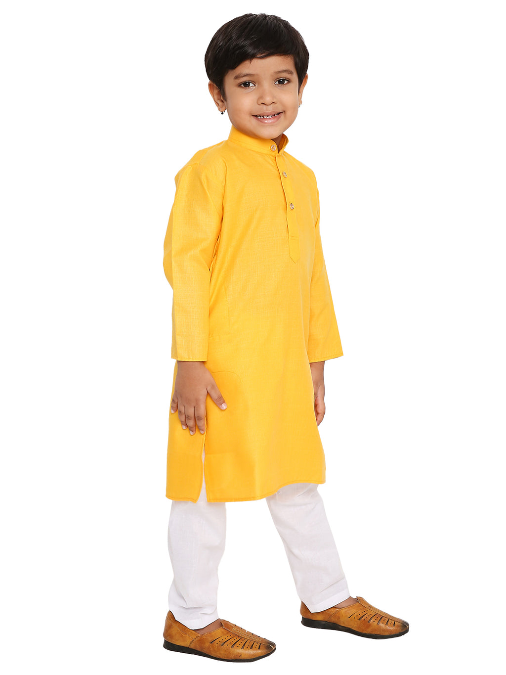 Golden Yellow Plain Kid's Kurta Set (2141)