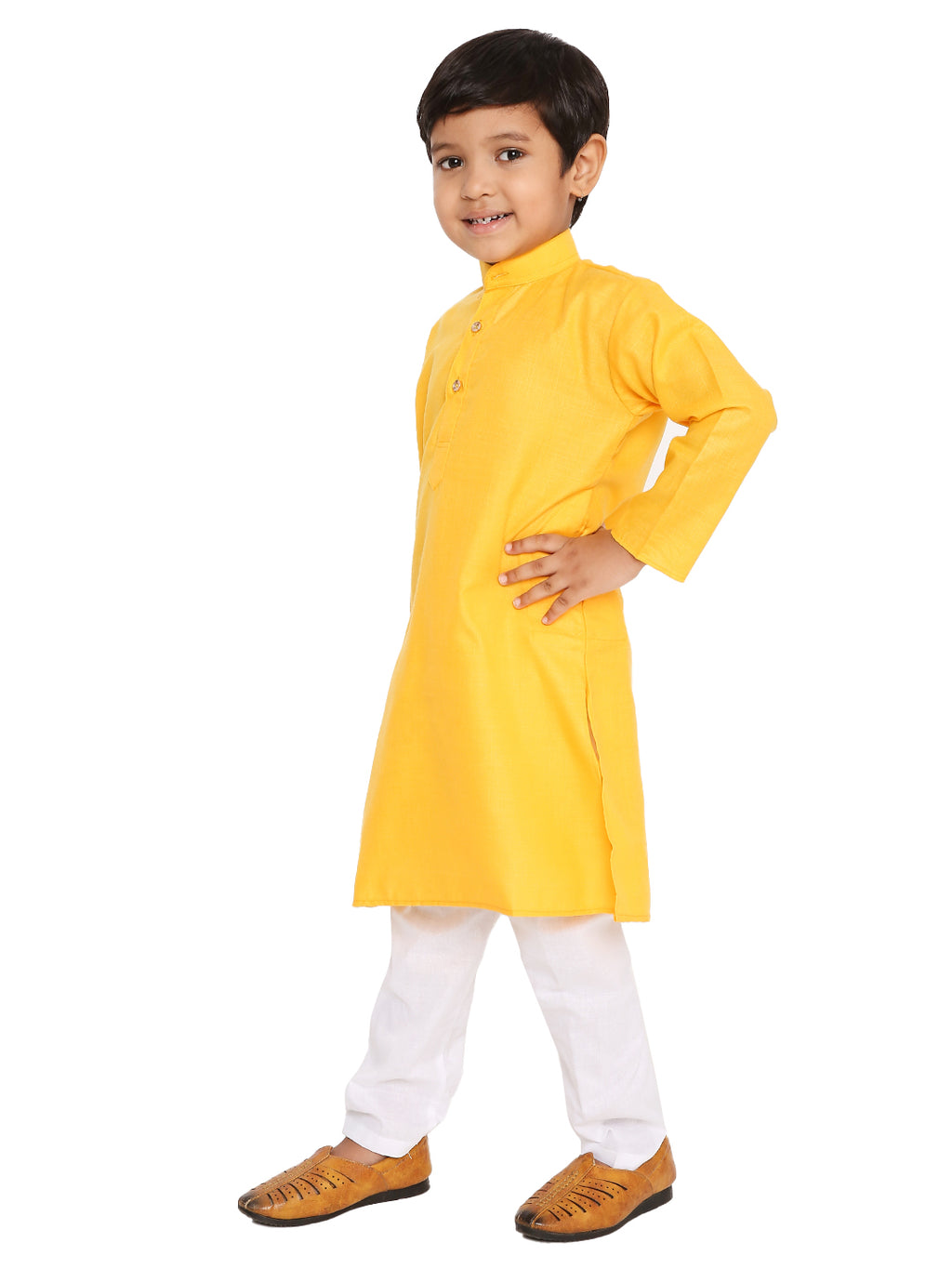 Golden Yellow Plain Kid's Kurta Set (2141)
