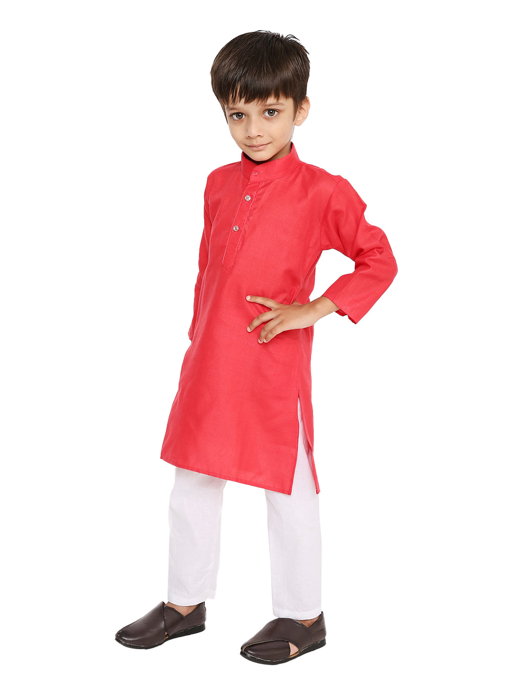 Dark Pich Plain Kid's Kurta Set (2150)