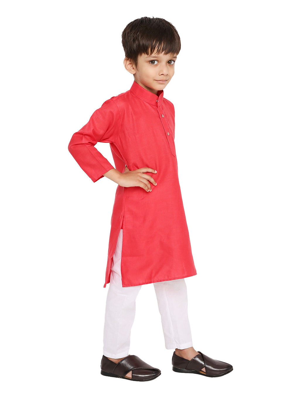 Dark Pich Plain Kid's Kurta Set (2150)