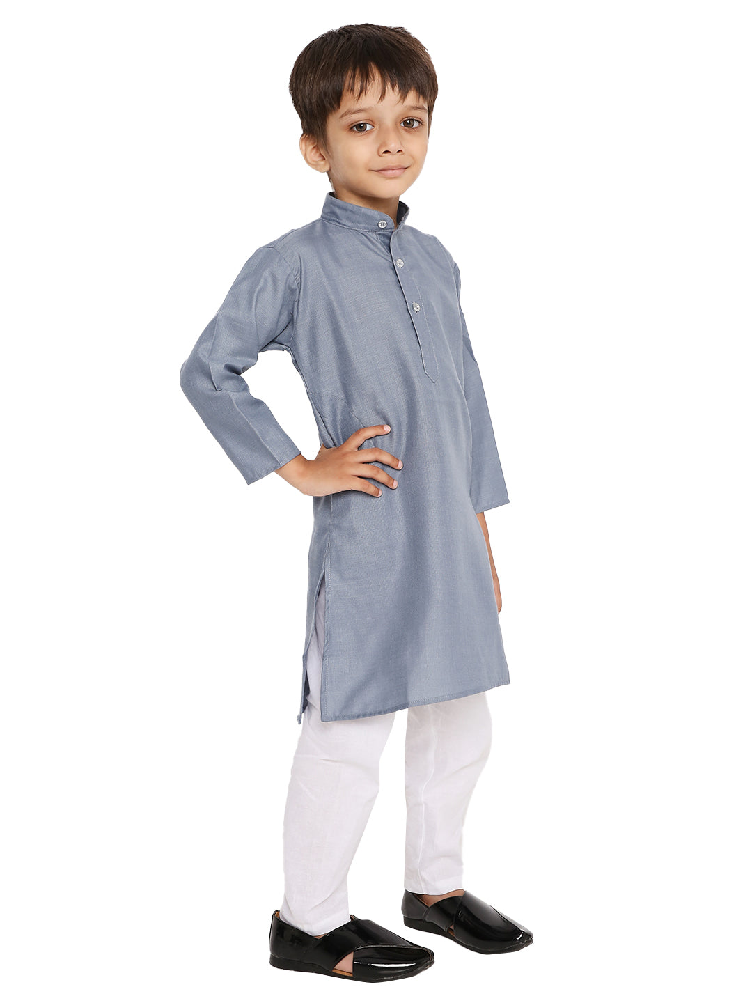 Grey Plain Kid's Kurta Set (2169)