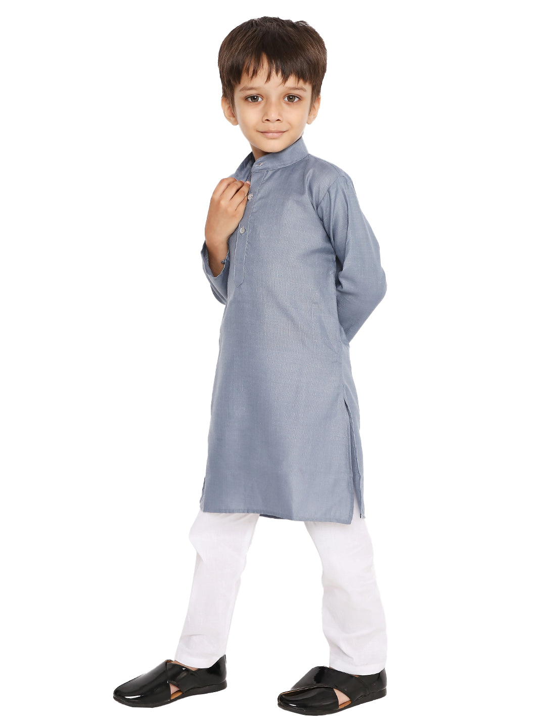Grey Plain Kid's Kurta Set (2169)