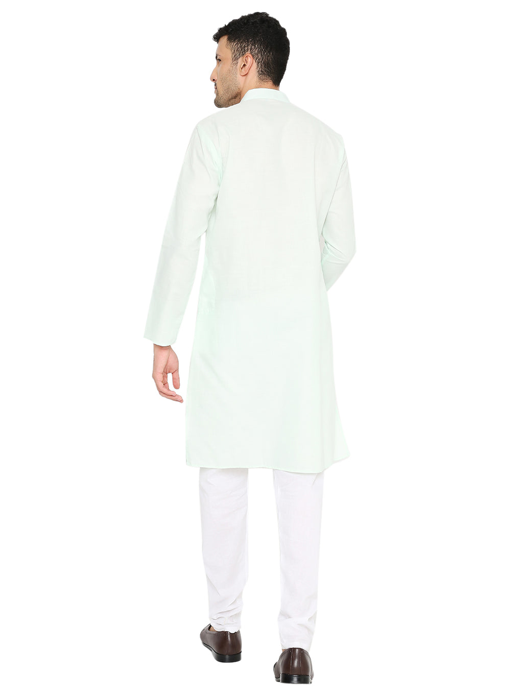 Light Pista Plain Kurta Set (1108)