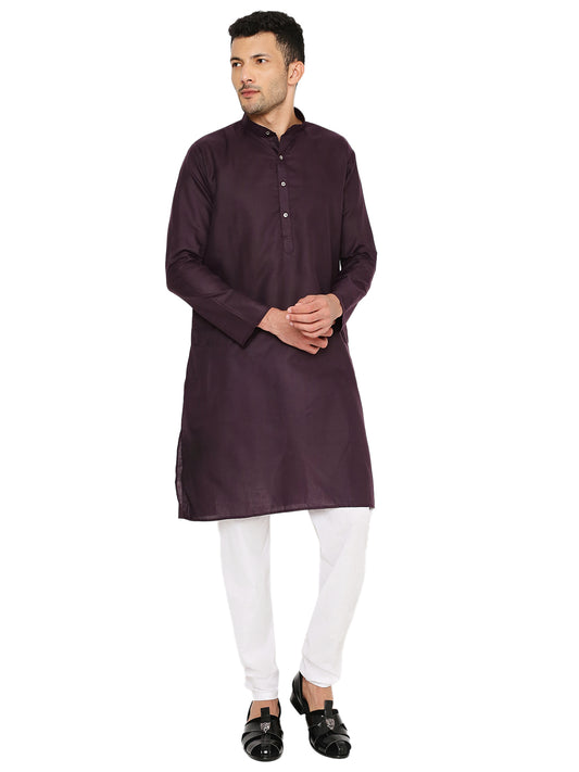 Wine Plain Kurta Set (1137)