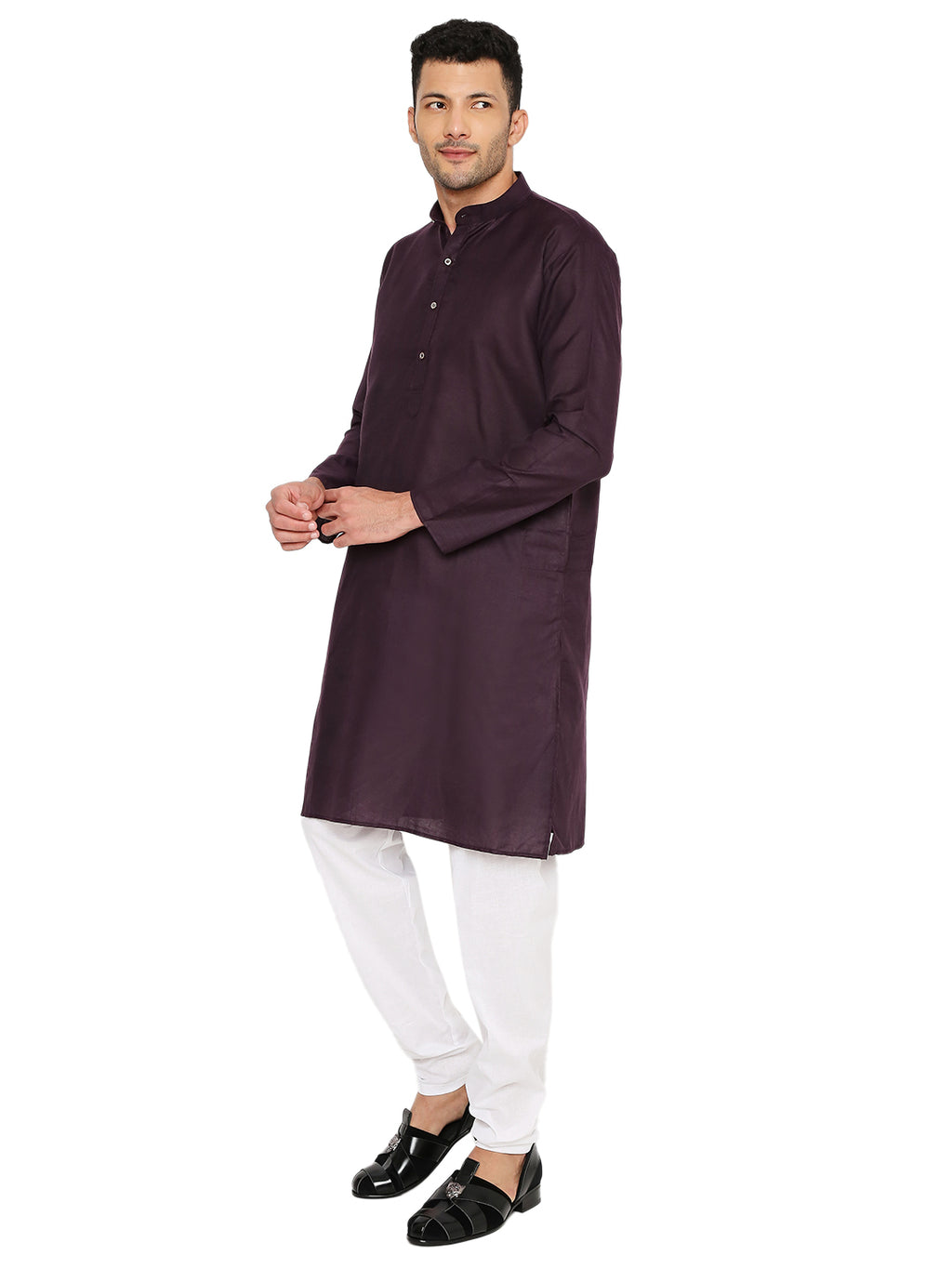 Wine Plain Kurta Set (1137)