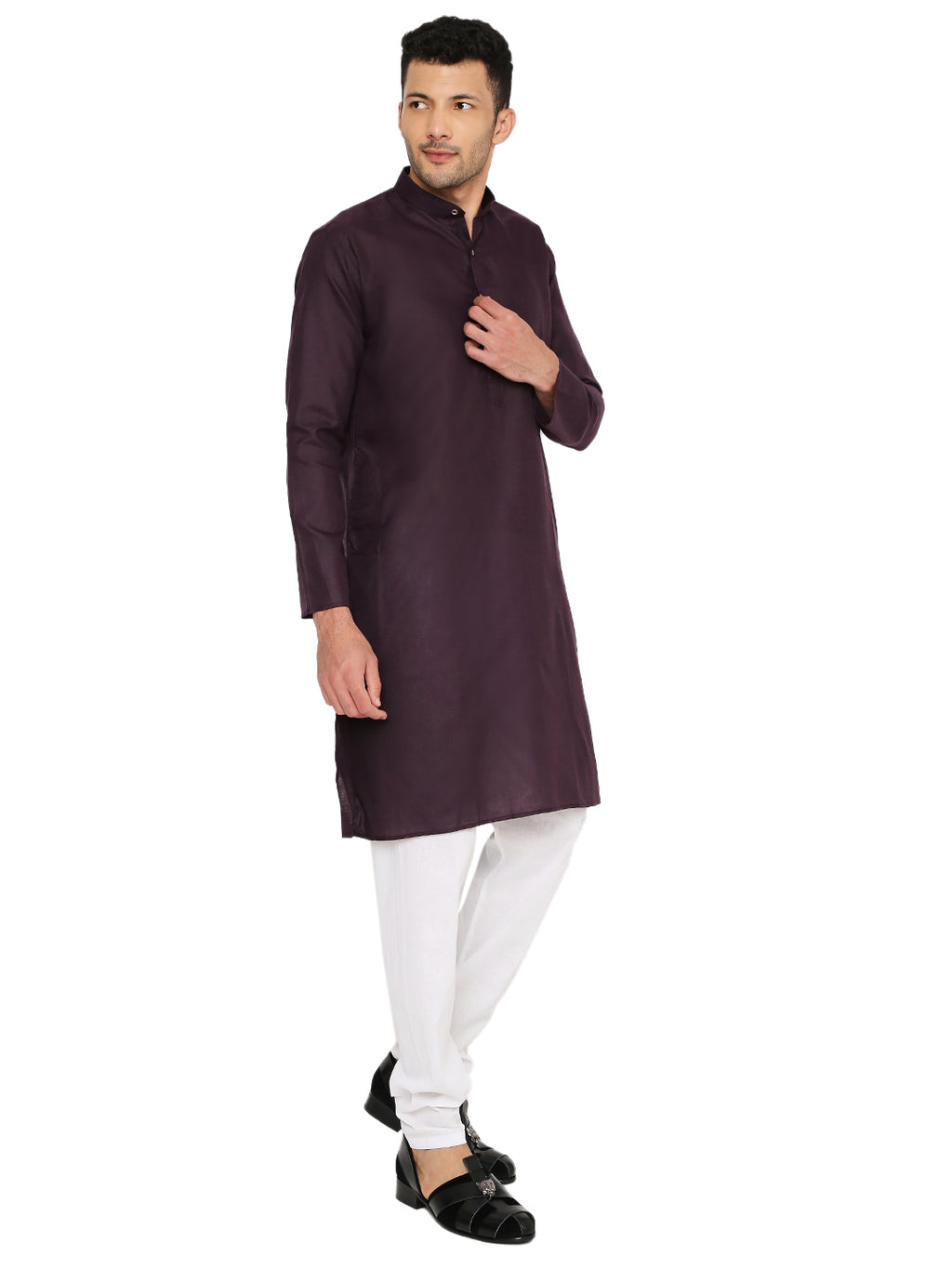 Wine Plain Kurta Set (1137)