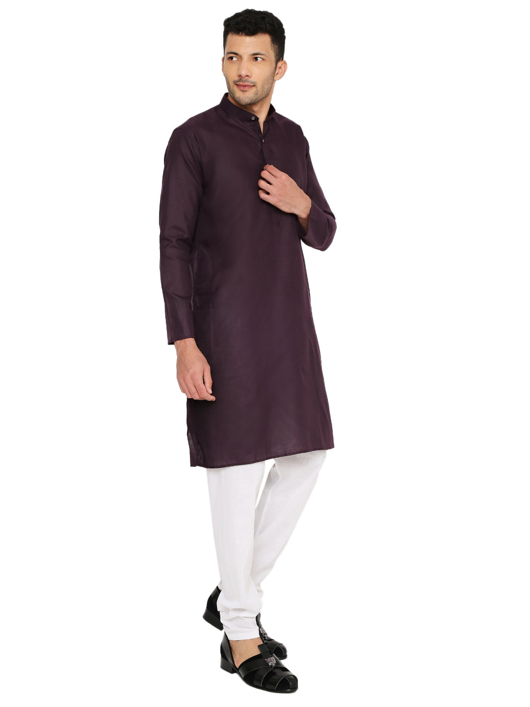 Wine Plain Kurta Set (1137)