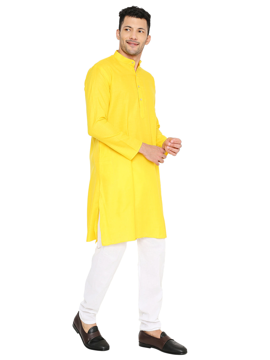 Light Yellow Plain Kurta Set (1149)