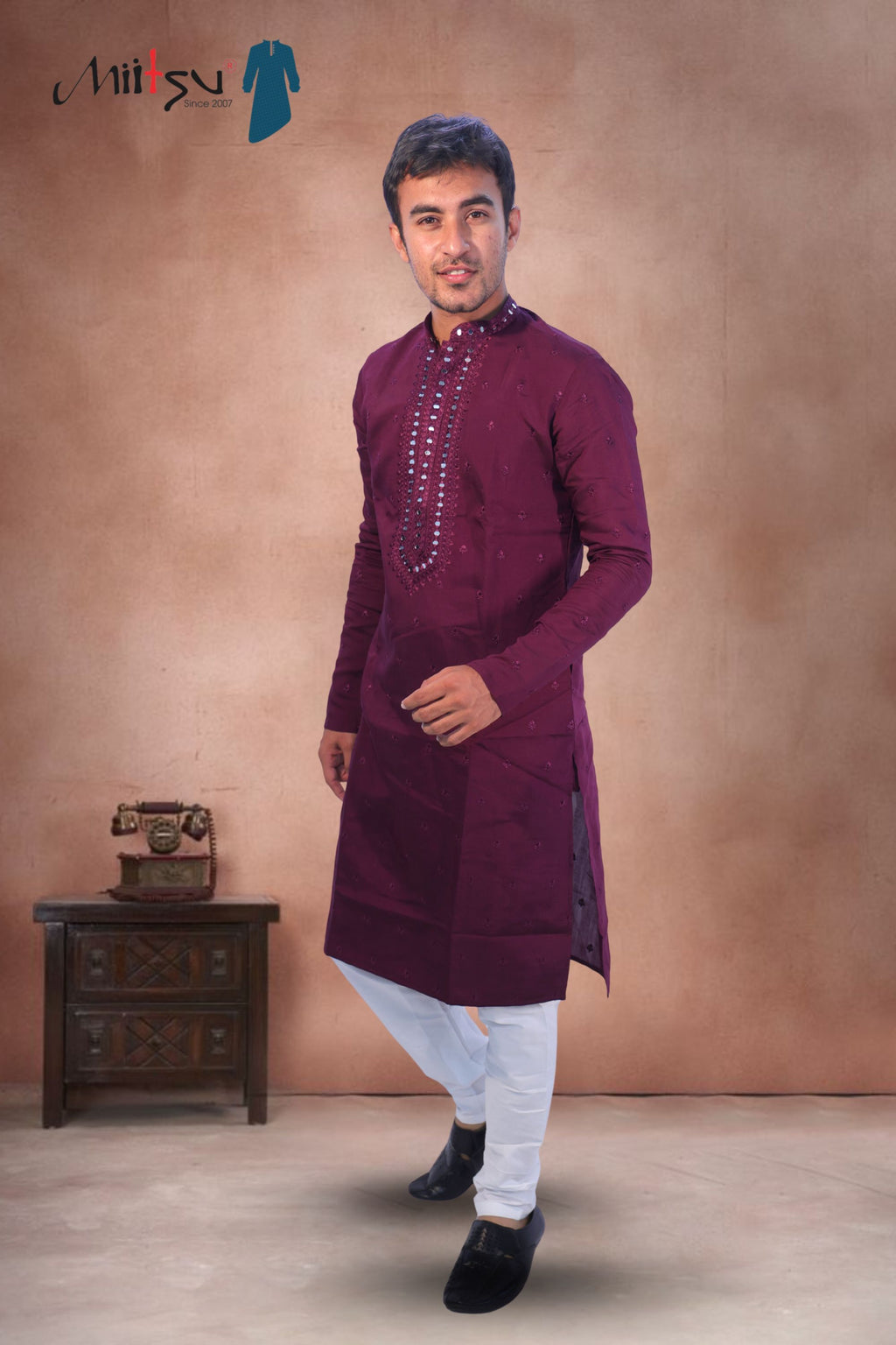 Regal Wine Mirror Kurta Set (7370)