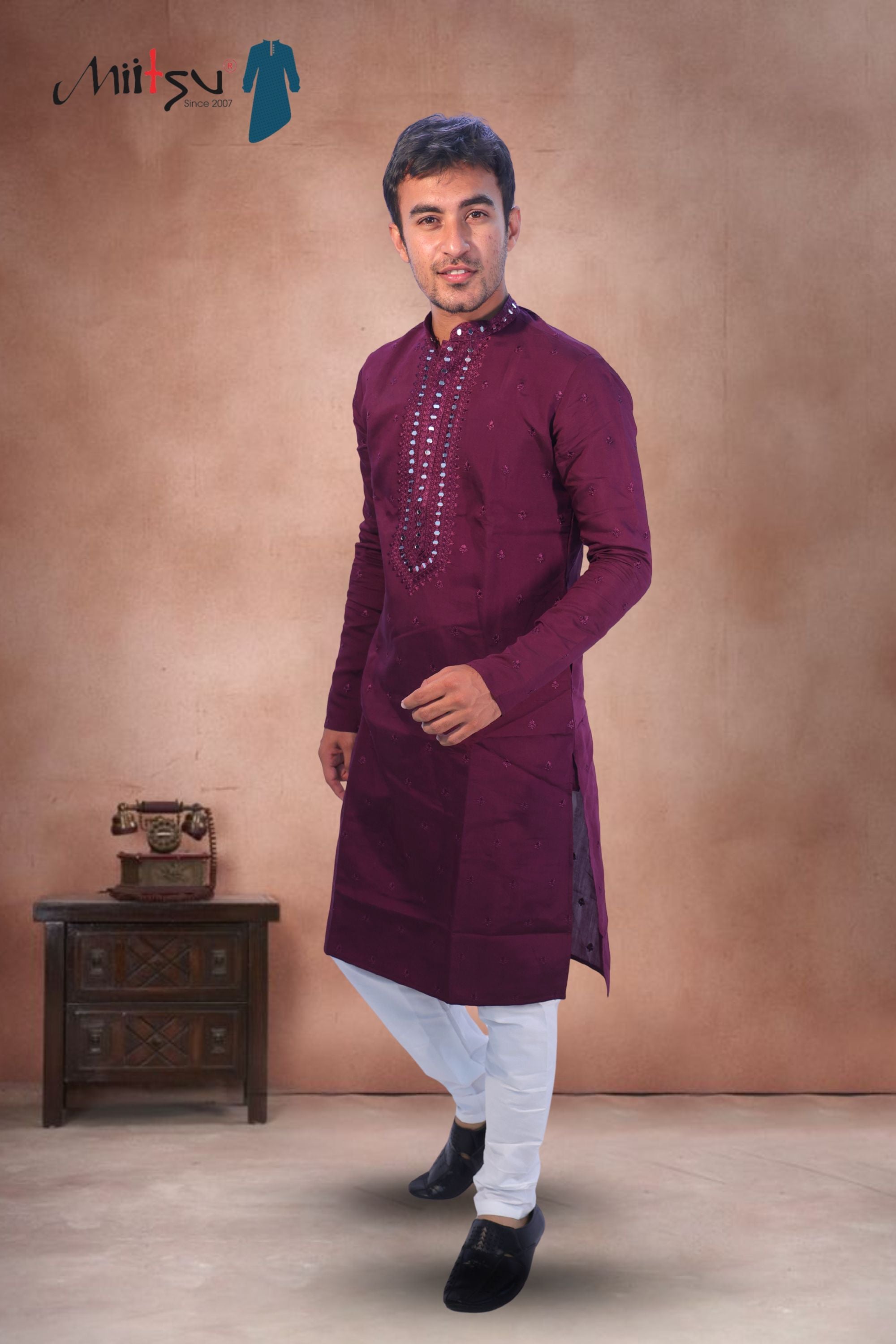 Regal Wine Mirror Kurta Set (7370)
