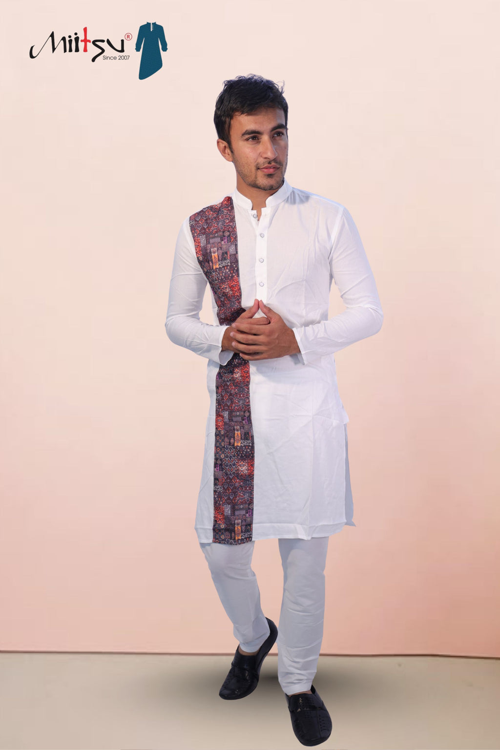 White Mosaic Cotton Kurta (5050)