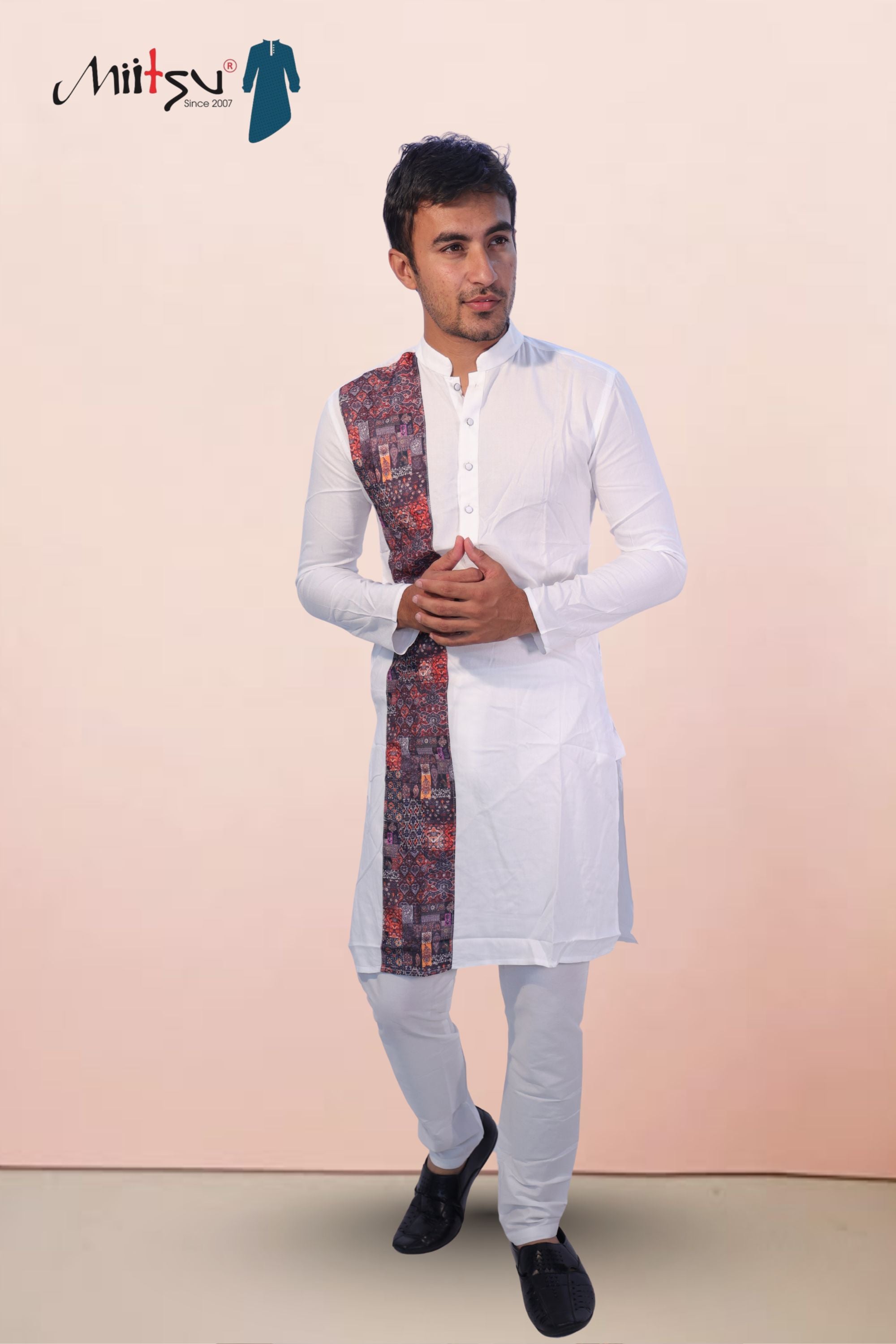 White Mosaic Cotton Kurta (5050)
