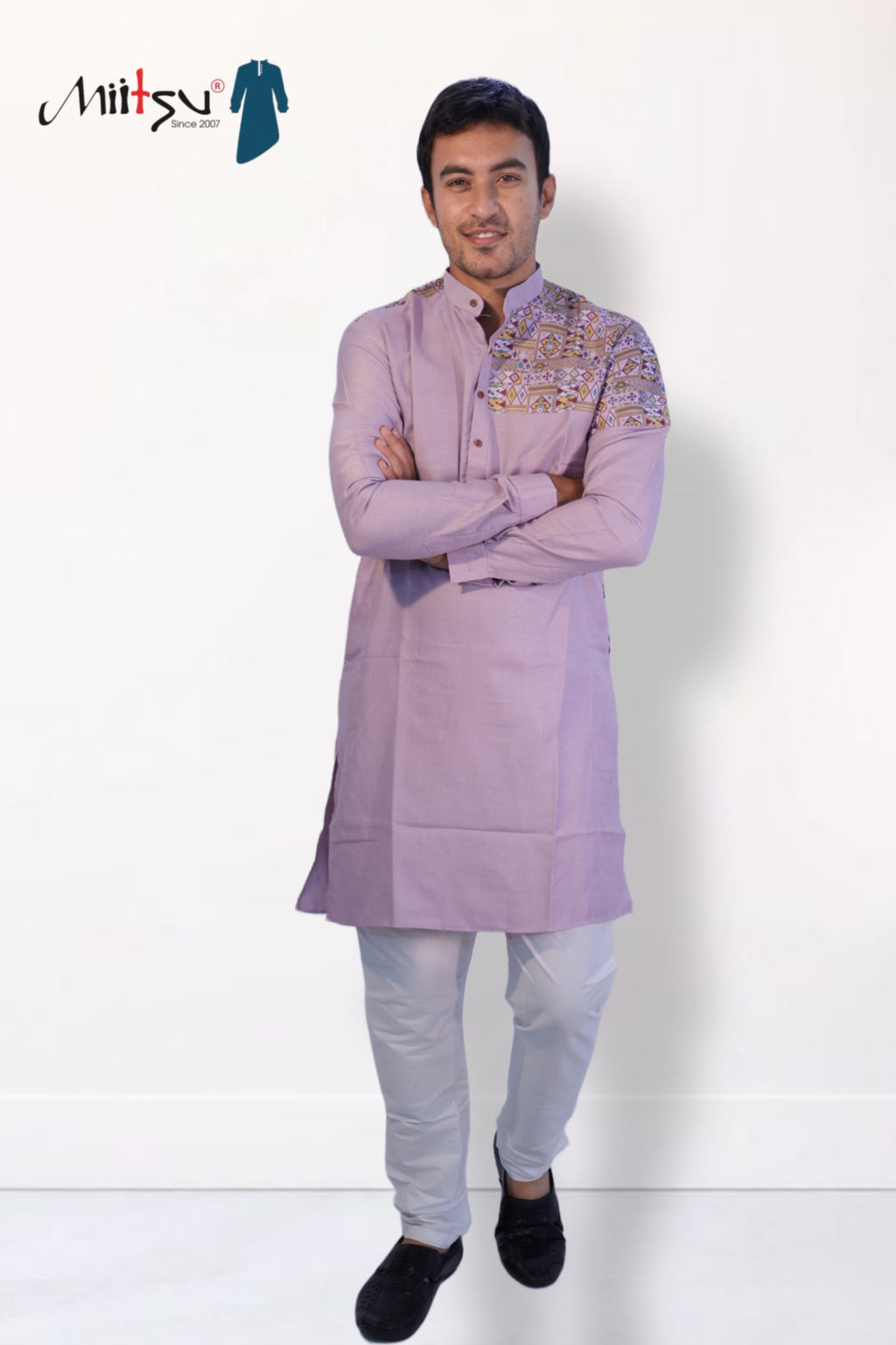 Heritage Touch Lavender Kurta with Front & Back Shoulder Design (280)