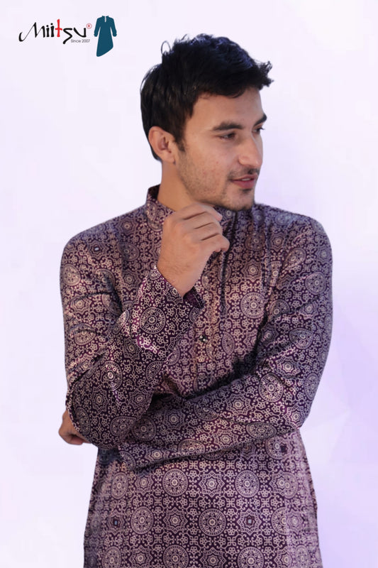 Plum Mashroo Mirror Work Kurta – Heritage Glow(2790)