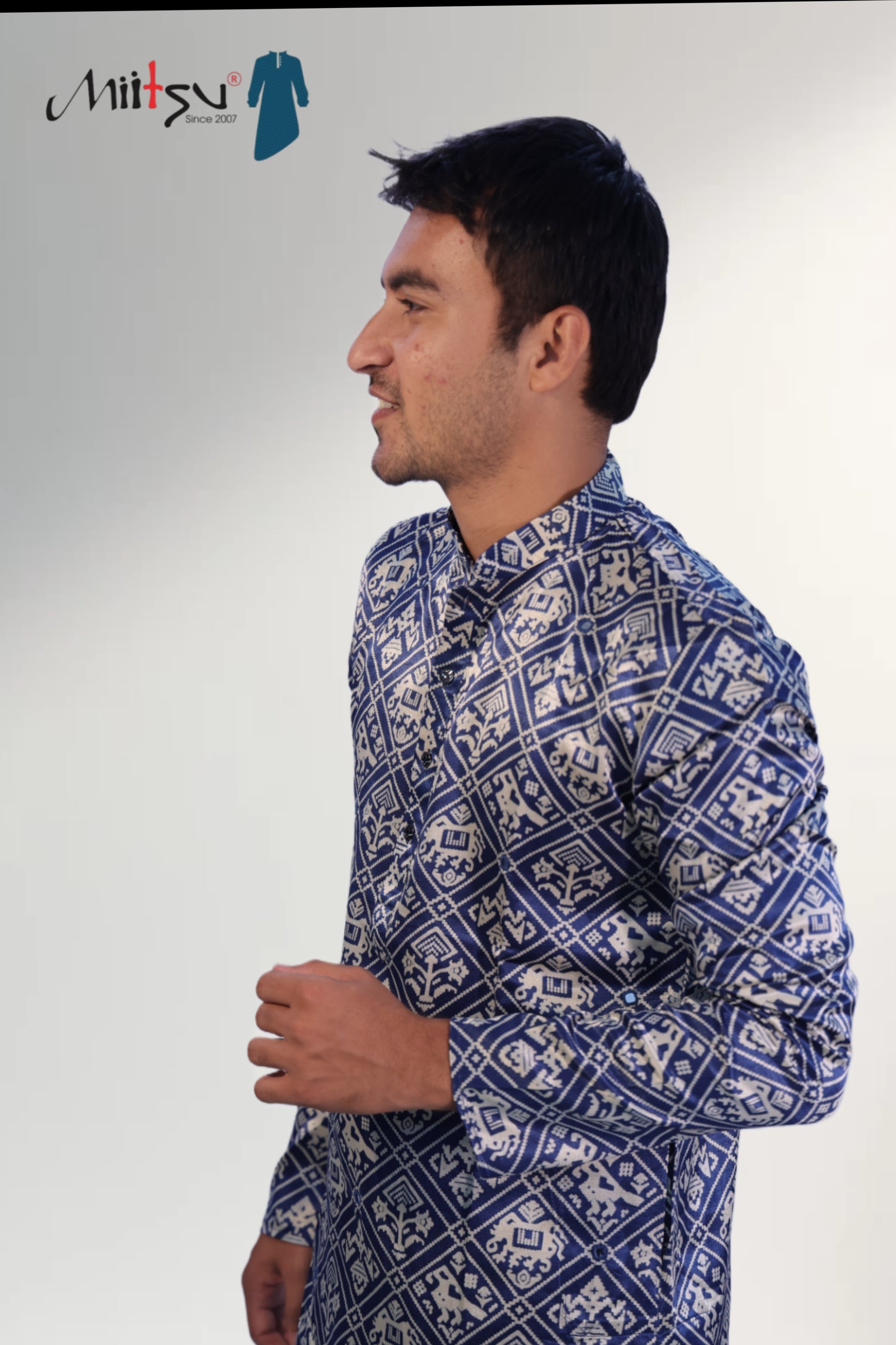 Regal Indigo Ikat Kurta (2781)