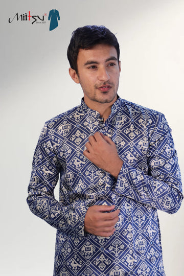 Regal Indigo Ikat Kurta (2781)