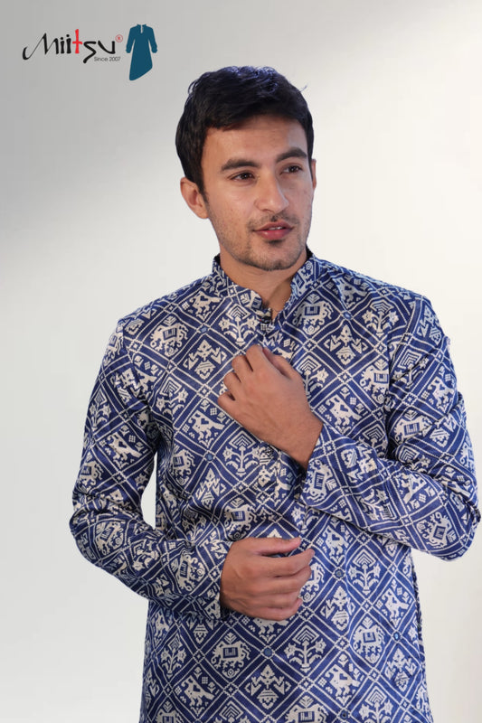 Regal Indigo Ikat Kurta (2781)