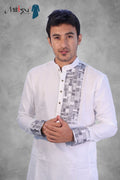 Pure White Kurta with Minimalist Printed Detailing (281)