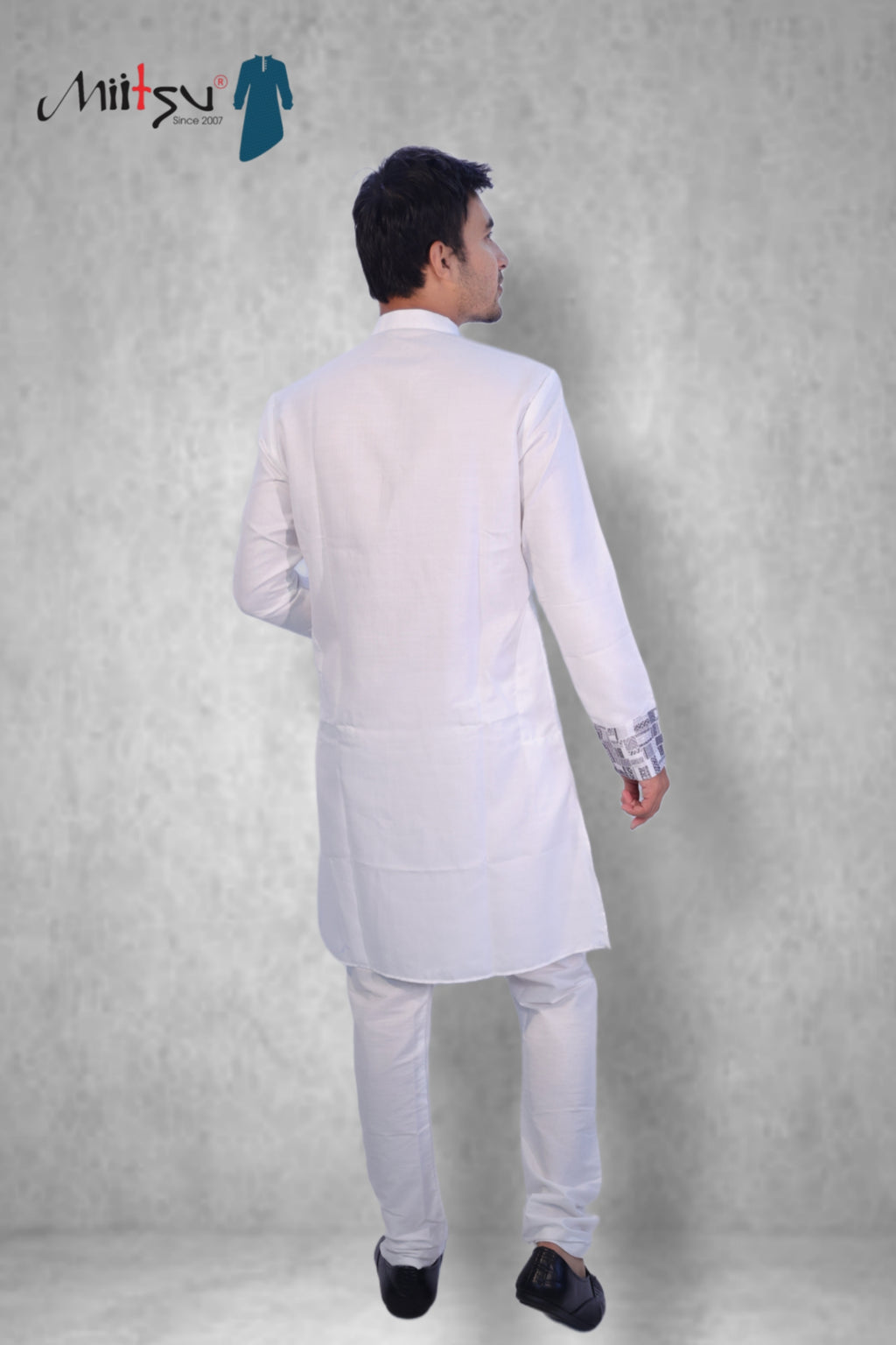 Pure White Kurta with Minimalist Printed Detailing (281)