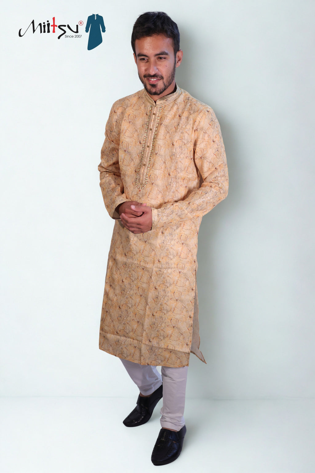 Elegant Golden Printed Kurta (1348)