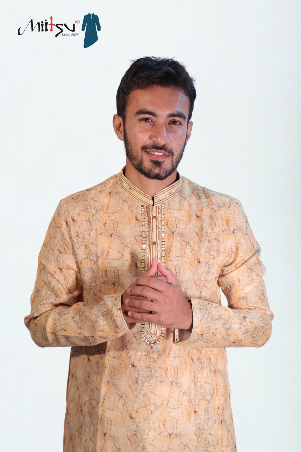 Elegant Golden Printed Kurta (1348)