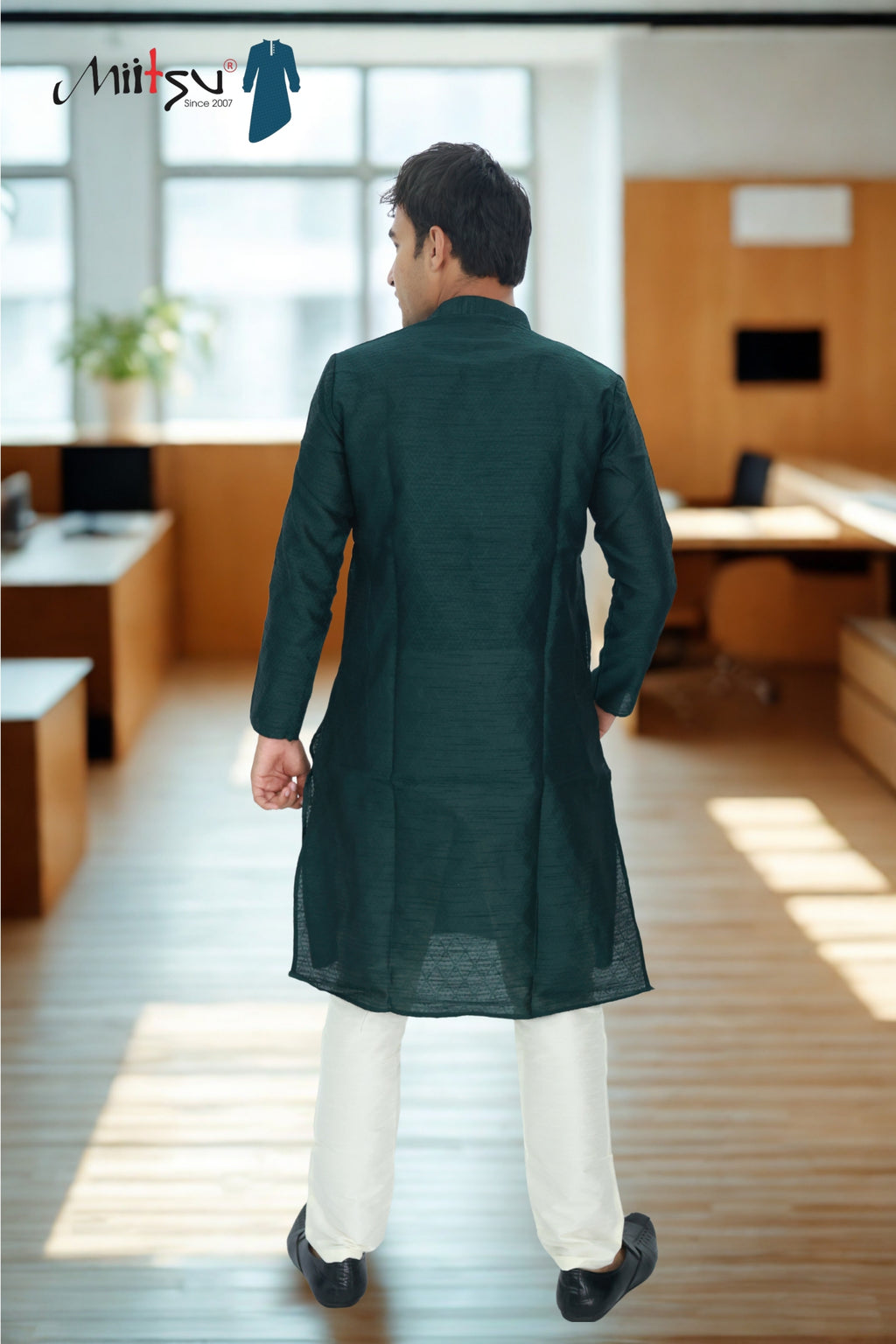 Men's Classic Dark Green Cotton Kurta (2299)