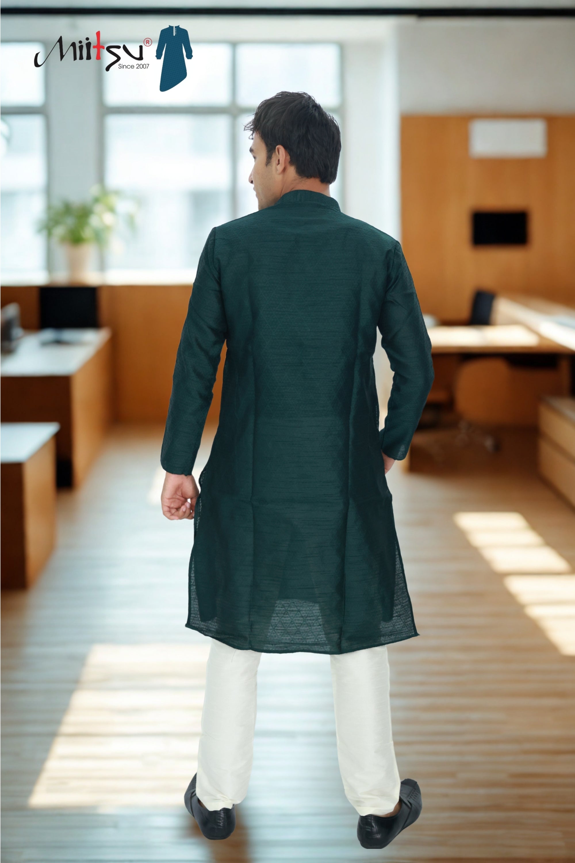 Men's Classic Dark Green Cotton Kurta (2299)