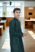 Men's Classic Dark Green Cotton Kurta (2299)