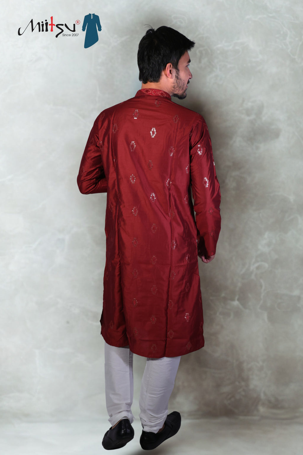 Elegance in Red Sequin Embroidered Kurta Set(10085)