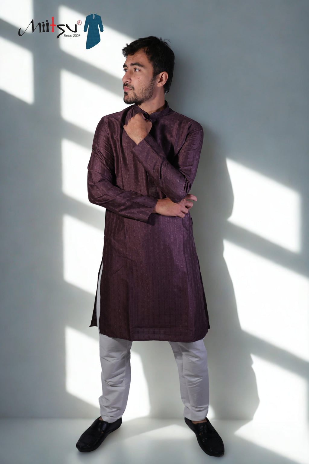Royal Plum Textured Kurta
(7396)