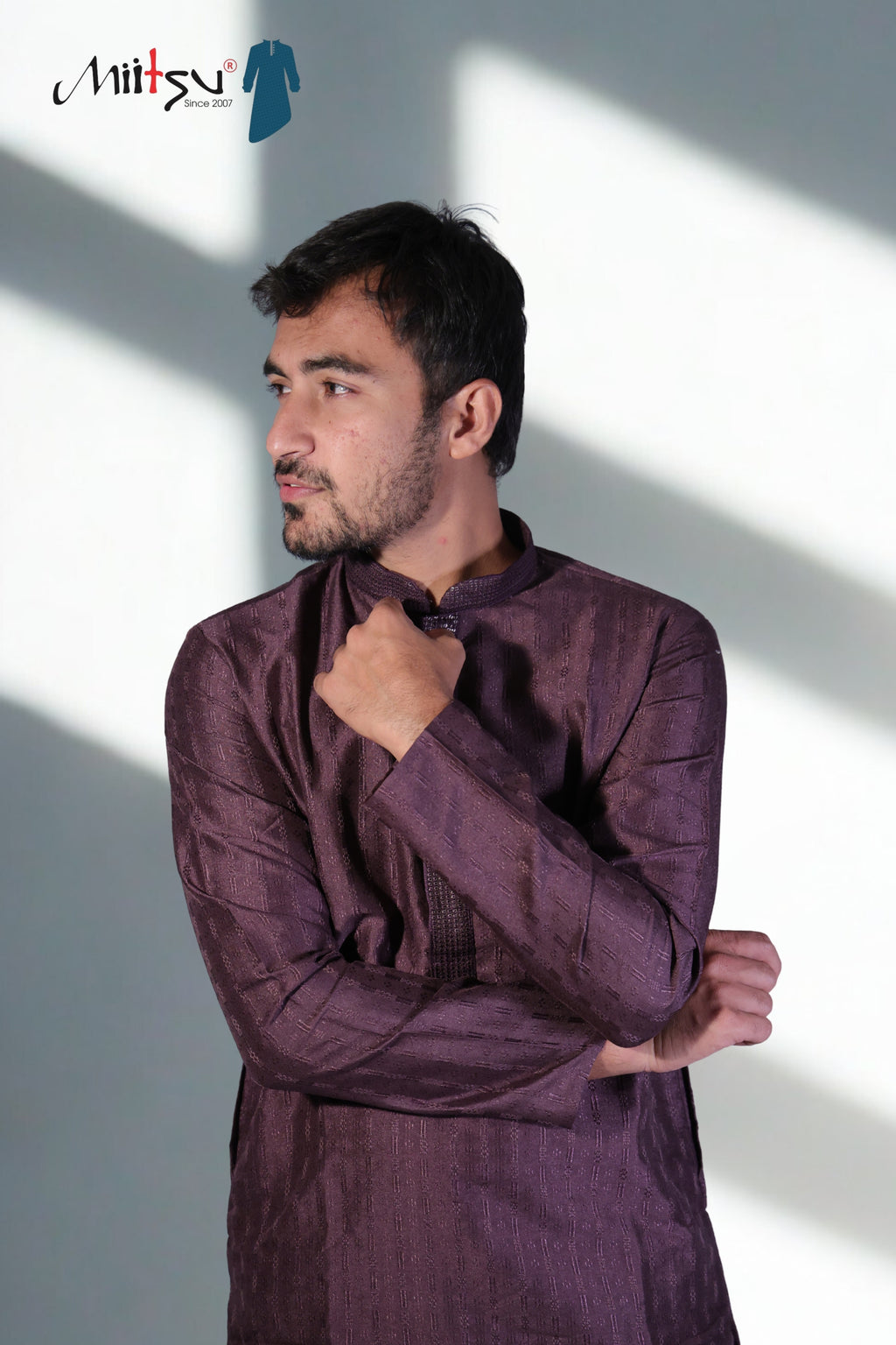 Royal Plum Textured Kurta
(7396)