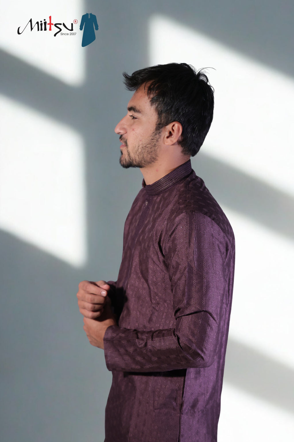 Royal Plum Textured Kurta
(7396)