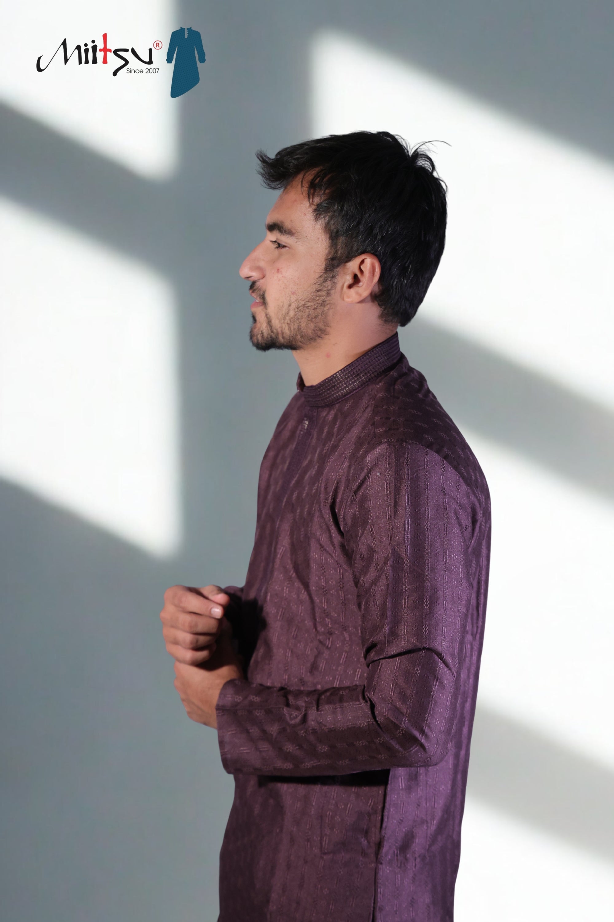 Royal Plum Textured Kurta
(7396)