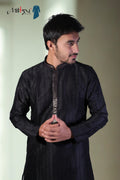 Elegant Jet Black Textured Kurta
(7396)