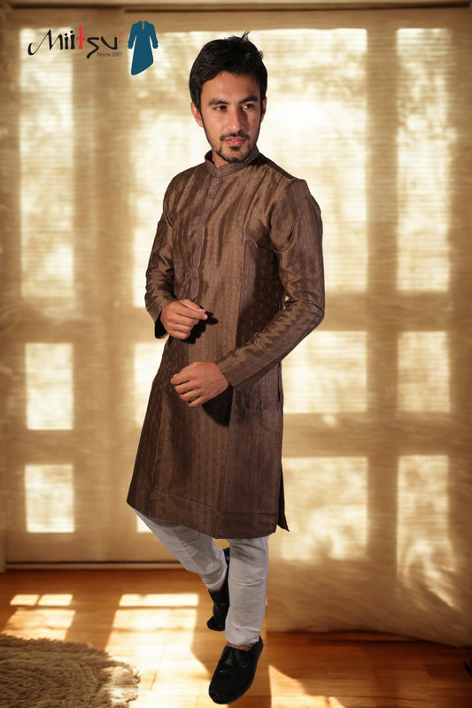Classic Coffee Brown Textured Kurta (7396)