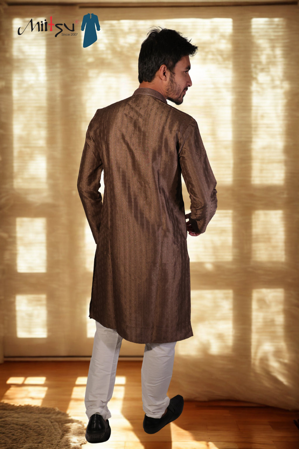 Classic Coffee Brown Textured Kurta (7396)