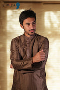 Classic Coffee Brown Textured Kurta (7396)