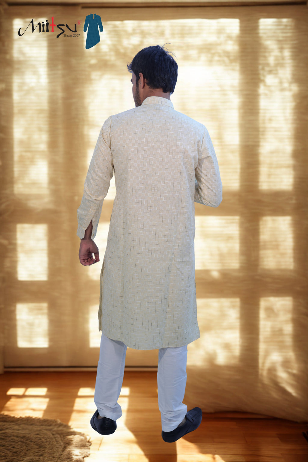 Yellow Grid Textured Kurta(9943)